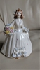 Heirloom of Tomorrow Dresden porcelain lady in lace dress with floral basket 5-7/8" tall.