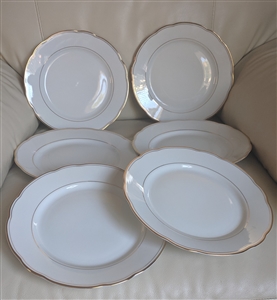 Double gold rim porcelain plates MZ Czechoslovakia