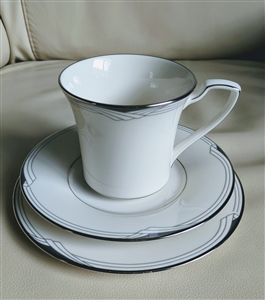 Silver Cove Noritake teacup saucer and plate set elegant set in multicolor geometric design