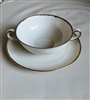Heinrich H&C Selb Bavaria Flammgold 1960s Vintage Gold Trim Soup Bowl and Underplate