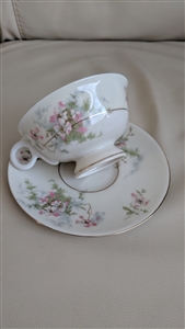 Preowned vintage Theodore Haviland New York Apple Blossom teacup and saucer set