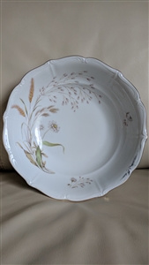 Preowned vintage JAGN Bavaria Germany wheat and white floral porcelain serving bowl