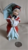 Vintage Royal Doulton Miss Muffet HN1936 hand painted fine bone china figurine in red coat and blue dress with umbrella
