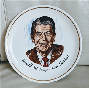 Ronald W Reagan 40th president porcelain plate dec