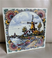 Holland Windmill colorful tile made by MOSA colorful ceramic tile display hot plate coaster home decor