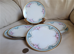 Hand painted art nouveau geometric floral plates