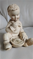 Coventry chalkware sitting boy figurine 1940 rare collectible home decor and gift