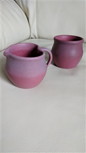 Creamer and sugar set heart shaped Persian Rose Van Briggle art pottery vintage