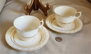 Taylor Smith Taylor 1930 Golden Jubilee tea cups cream porcelain with gold accents