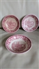 On the Mississippi Currier and Ives bowls red porcelain bowls in pink and white colors vintage condition