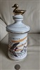 Vintage Ducks Unlimited Old Cabin Still porcelain decanter with gold duck stopper