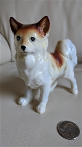 Large porcelain Papillon dog figurine decoration vintage collectible home decor and gift idea