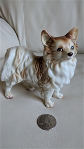Large porcelain Papillon dog figurine decoration