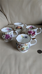 Staffordshire Elizabethan English Garden teacups in floral design collectible porcelain