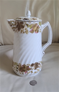 Antique Marx and Gutherz Carlsbad chocolate coffee pot with gilded floral design nine and three quarter inches tall
