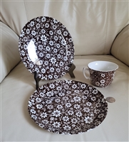 Staffordshire Calico teacup Country Cupboard plate in calico floral design collectible porcelain