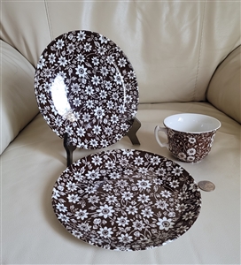 Staffordshire Calico teacup Country Cupboard plate in calico floral design collectible porcelain