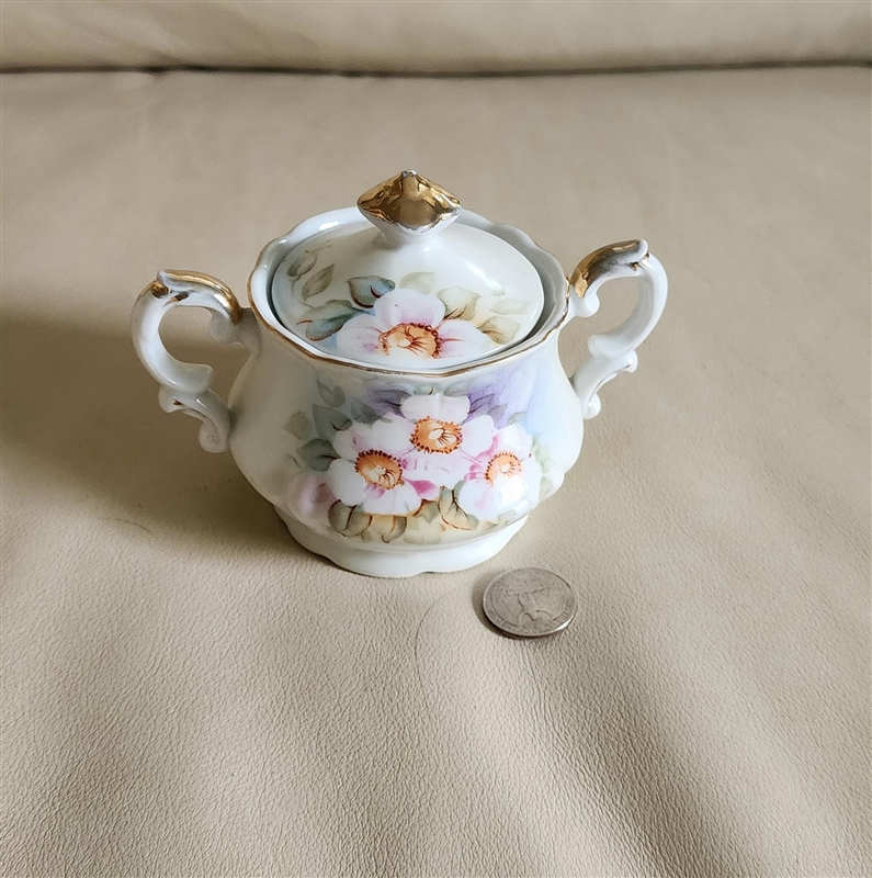 Vintage Lefton Magnolia Porcelain Sugar Bowl