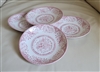 Preowned vintage Woods and Sons English porcelain saucer set with pink rose pattern