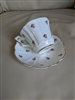Regency English Bone China teacup saucer set Roses decor over white porcelain collectible