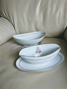 Noritake Daryl oval gravy boat and vegetable bowl