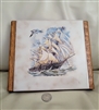 Sail Ship center decor porcelain tile stand trivet
