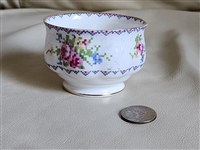 Royal Albert Petit Point fine bone china open sugar bowl with needlepoint cross stitch floral design and gold trim