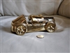 Gold tone porcelain racing car automobile storage box in elegant design home decor
