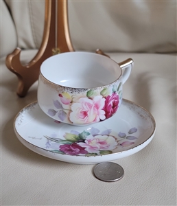 June Rose eggshell Japanese teacup and saucer set collectible elegant table setting and gifts