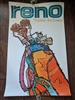 Original 1969 United Air Lines Reno travel poster by James Jebavy featuring psychedelic golf bag art mid-century modern