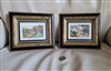 Vintage Currier and Ives set of 2 framed landscape prints Summer in the Country and American Homestead Spring in ornate gold and black Victorian style frames