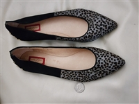 Halogen leather black charcoal ballet women flats sz 8 in Rocker design
