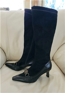 Peter Kaiser vintage leather and suede boots with medallion accent