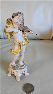 vintage fontanini depose italy angel cherub playing violin figurine gold spiritual