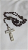 Preowned vintage WW2 Catholic rosary with dark brown beads and white Pledge of Victory crucifix