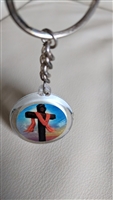 Vintage Religious Keychain Jesus Cross Double Sided Capsule Spiritual Gift