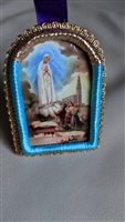 Our Lady of Guadalupe hand made fabric icon spiritual multicolor display