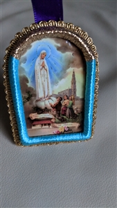 Our Lady of Guadalupe hand made fabric icon spiritual multicolor display