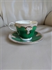 Green geometric decor teacup saucer set AYNSLEY English elegant decorated set
