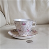 Phoenix T Forester chintz pink roses porcelain teacup saucer set in gentle colorful florals
