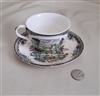 Spring Valley vintage porcelain cup with fruit border landscape transferware.