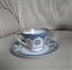 White gray UCAGCO Occupied Japan teacup saucer set collectible porcelain display