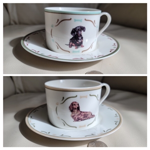 Danbury Mint England Dachshunds teacups and saucer elegant porcelain