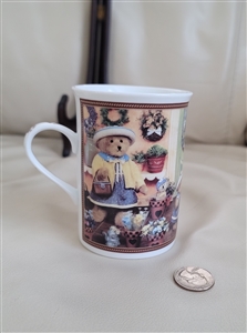 Boyds Bear porcelain collector mug with Bears n Blooms floral pattern and garden theme by Danbury Mint