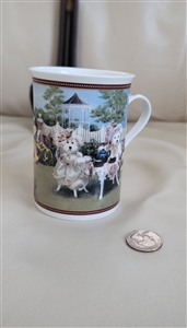 Boyds Bear porcelain mug with Tea Time theme featuring teddy bears and kittens by Danbury Mint