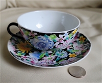 Elegant floral textured pattern teacup and saucer