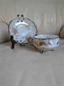 Lusterware NASCO DEL CORONADO teacup saucer set elegant porcelain gold and brown decorated home decor