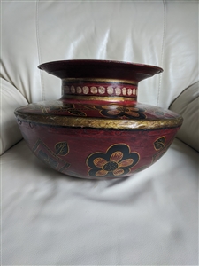 Middle Eastern metal tobacco spittoon hand painted