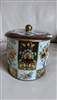 Vintage DAHER NY elegant floral lidded storage tin box 6" tall..