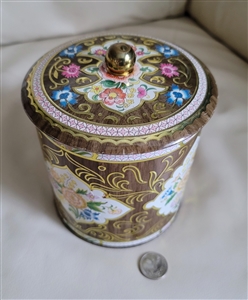 DAHER NY embossed floral lidded tin storage box